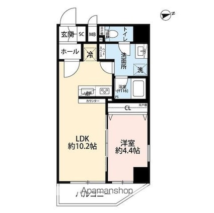プレール・ドゥーク浅草Ⅳ[1LDK/40.32m2]の間取図