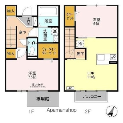 モダンコート　Ａ[2LDK/64.58m2]の間取図