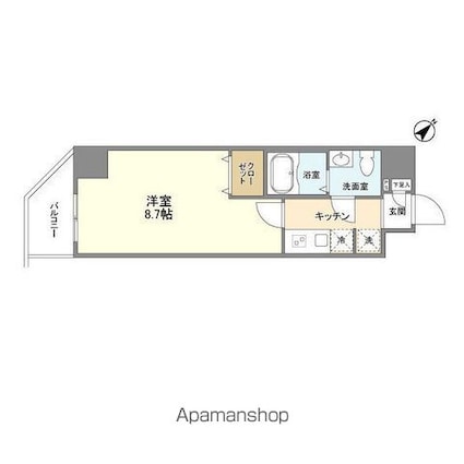 アルファコート王子２[1K/25.66m2]の間取図