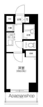 東京都新宿区上落合２丁目[1K/19.73m2]の間取図
