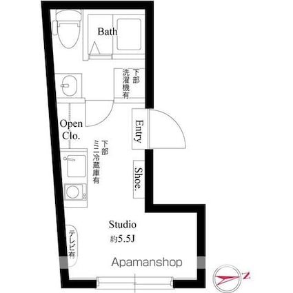 アズ信濃町レジデンス[1R/12.9m2]の間取図