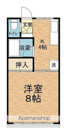 ハイツ島村[1K/26.4m2]の間取図