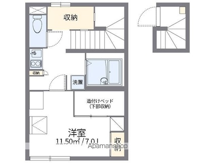 レオパレスのぼり川[1K/26.08m2]の間取図