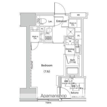 ザ・パークハビオ人形町レジデンス[1K/26.73m2]の間取図