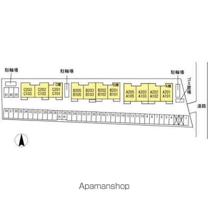 リヴェール南吉田　Ｂ棟[1LDK/45.08m2]の配置図