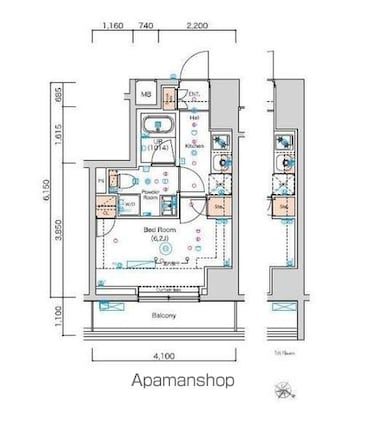 スクエアシティ横濱大通り公園ＡＺ[1K/22.54m2]の間取図