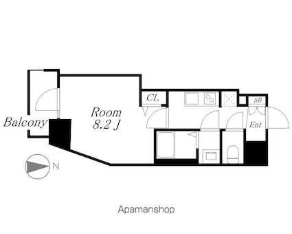 ディアレイシャス名古屋中村公園[1K/26.61m2]の間取図