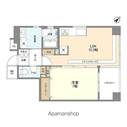 ルクレ日本橋蛎殻町[1LDK/47.62m2]の間取図
