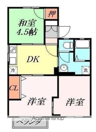 塩田ハイツＥ[3DK/48.09m2]の間取図
