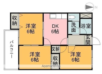 アイケンハイツ[3DK/53.62m2]の間取図