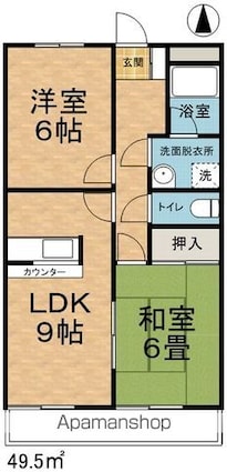 長野県松本市筑摩３丁目[2LDK/49.5m2]の間取図
