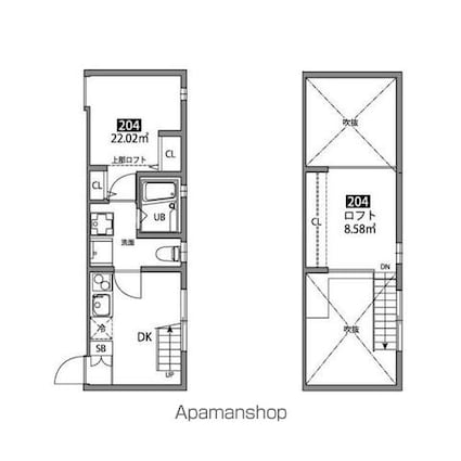 芦花公園の家[1DK/21.1m2]の間取図