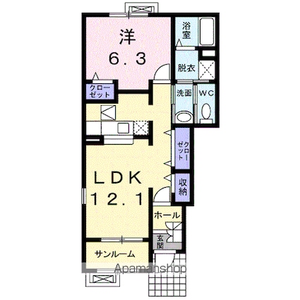 ベルヴィル松代　Ａ[1LDK/48.58m2]の間取図