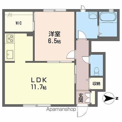 コンフォート　Ａ棟[1LDK/46.49m2]の間取図