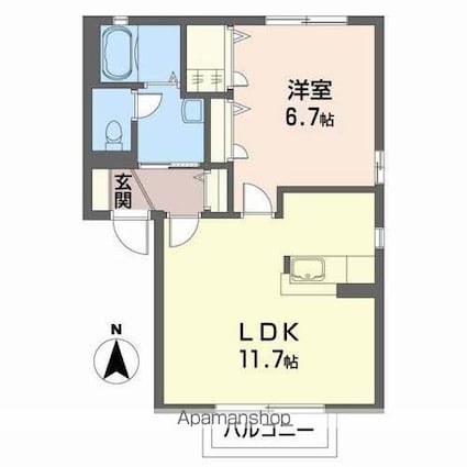福島県福島市南沢又字畑田[1LDK/42.7m2]の間取図