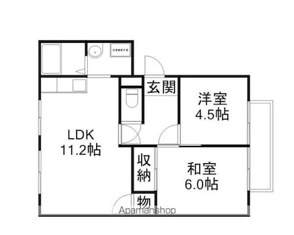 メゾンエルドラド[2LDK/46.39m2]の間取図