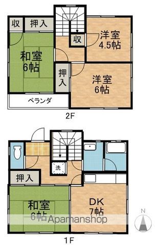 長野市 2階建 築39年の間取り写真