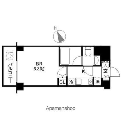 東京都中野区中央５丁目[1K/21.56m2]の間取図