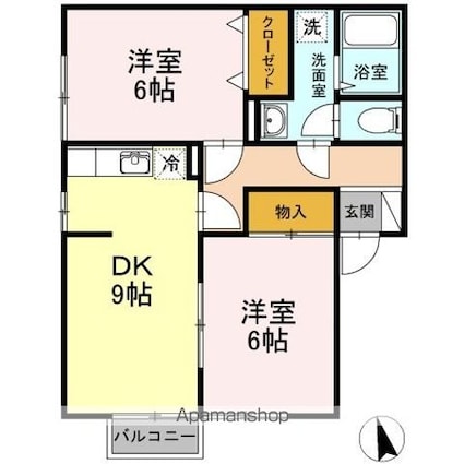 セジュールユウアイ　Ａ[2DK/51.65m2]の間取図