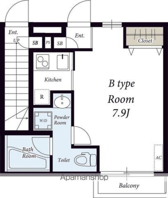 東京都八王子市長沼町[1K/23.06m2]の間取図