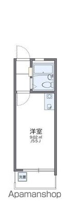 レオパレス祐天寺[1K/12.98m2]の間取図