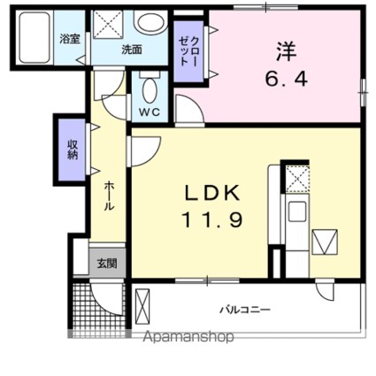 アルモニーⅡ[1LDK/45.12m2]の間取図