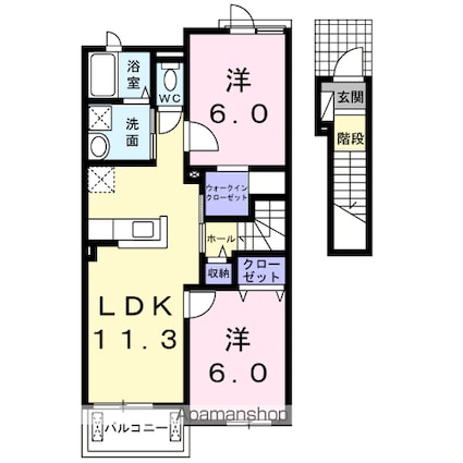 ラブリーグレイス[2LDK/58.21m2]の間取図