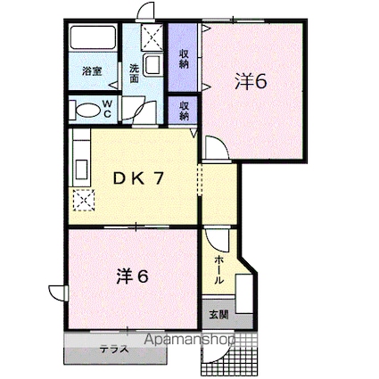 エル・シェーンＡ[2DK/44.34m2]の間取図