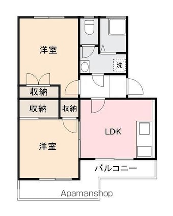 ヴィラ・アンソレイエ香川町[2DK/45.05m2]の間取図