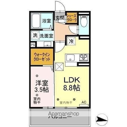 サンセール若里[1LDK/33.39m2]の間取図