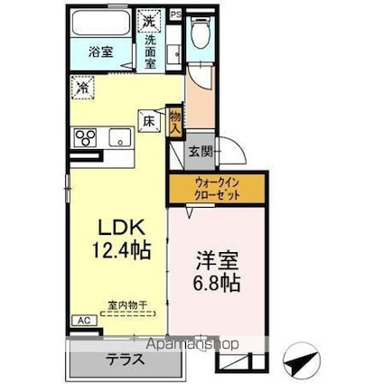 Ｄ－ＲＯＯＭ徳行[1LDK/45.58m2]の間取図