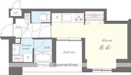 エリートタウン日本橋[1K/26.01m2]の間取図