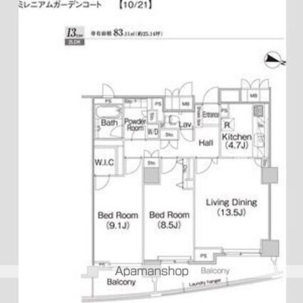 ミレニアムガーデンコート[2LDK/83.11m2]の間取図