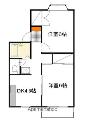 マンハイム笹野　Ｄ棟[2K/39.75m2]の間取図