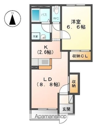 ハイツ憩[1LDK/44.52m2]の間取図