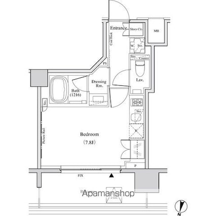 ザ・パークハビオ代々木[1R/24.1m2]の間取図