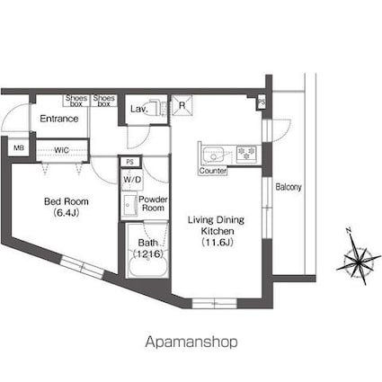 ＡＩＦＬＡＴ方南町[1LDK/43.82m2]の間取図