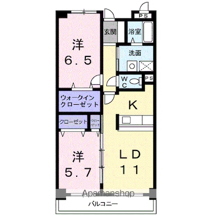 レンドール[2LDK/56.6m2]の間取図