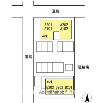 サンシャインパレスＡＢ　Ｂ棟[1K/23.18m2]の配置図
