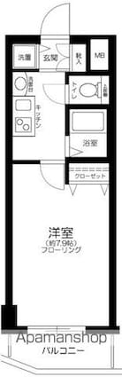 プレサンス新宿御苑前アルティメット[1K/23.49m2]の間取図