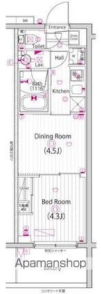 ガーラ・プレシャス四ツ木[1DK/25.51m2]の間取図