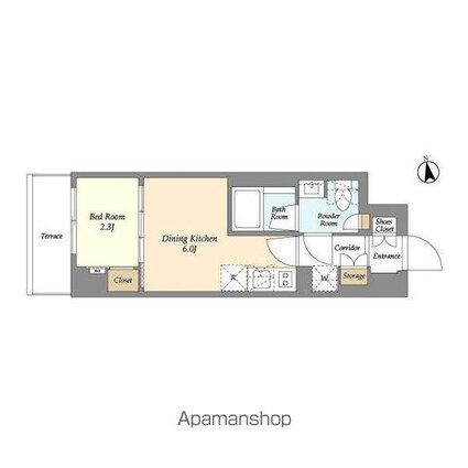ＡＩＦＬＡＴ品川戸越パークサイド[1DK/25.46m2]の間取図