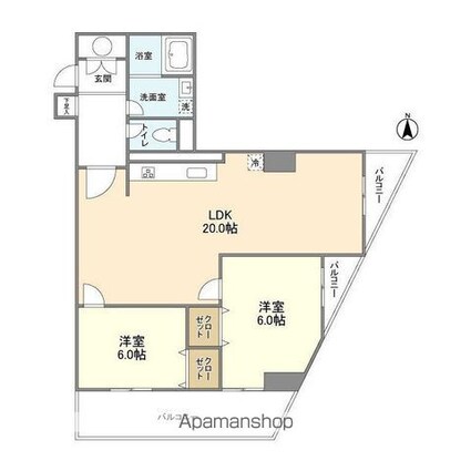 パティオ右近[2LDK/72.64m2]の間取図