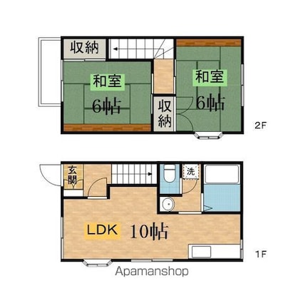 メゾン堀之内Ｂ[2LDK/56.9m2]の間取図