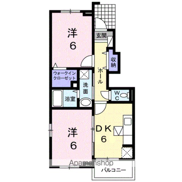 パフィオ[2DK/45.06m2]の間取図