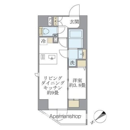 ルネサンス赤坂プレミアムコート[1LDK/32.16m2]の間取図