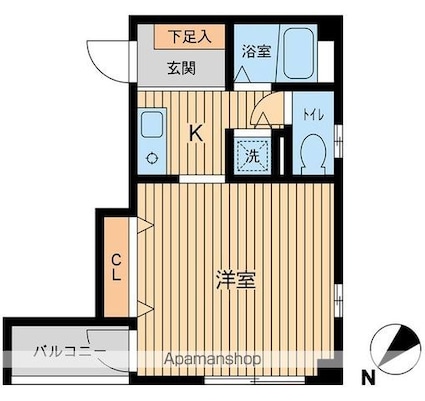 東京都中野区東中野３丁目[1K/22.46m2]の間取図
