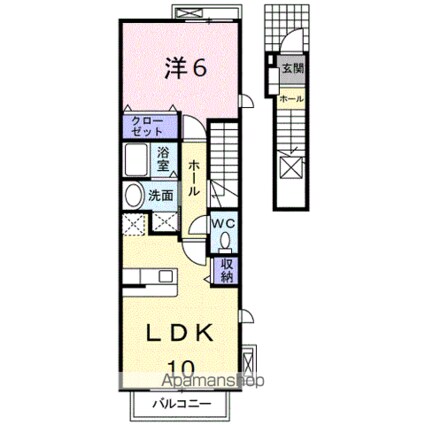 サン・フィオーレ　Ａ[1LDK/42.37m2]の間取図