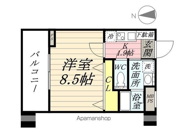 スカイレジデンス中落合[1K/26.25m2]の間取図