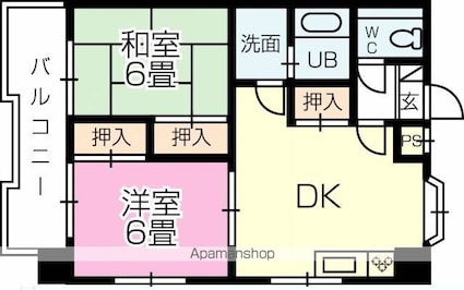 第２ゴトービル[2DK/52m2]の間取図